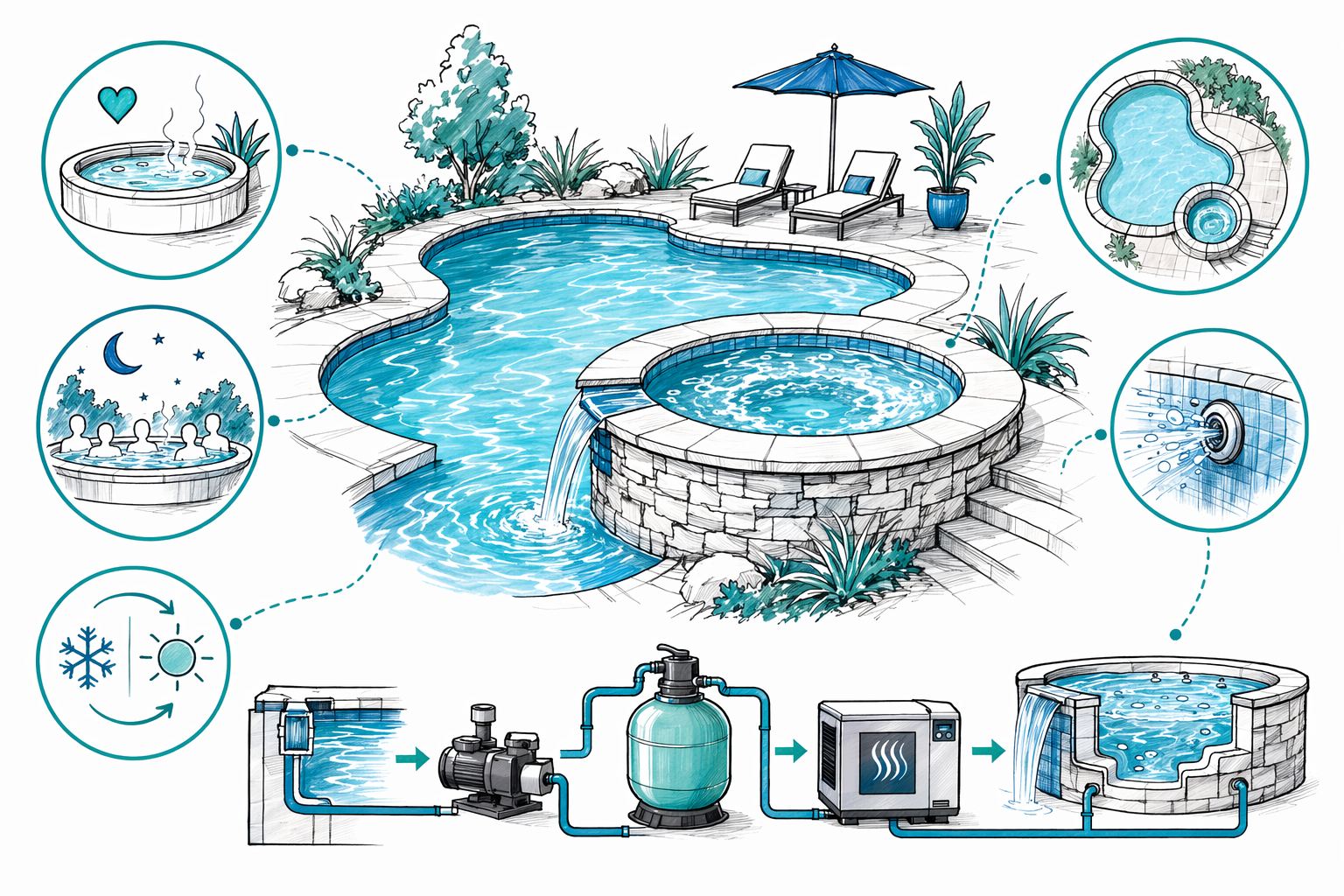 Adding a Spa or Hot Tub to Your Pool
