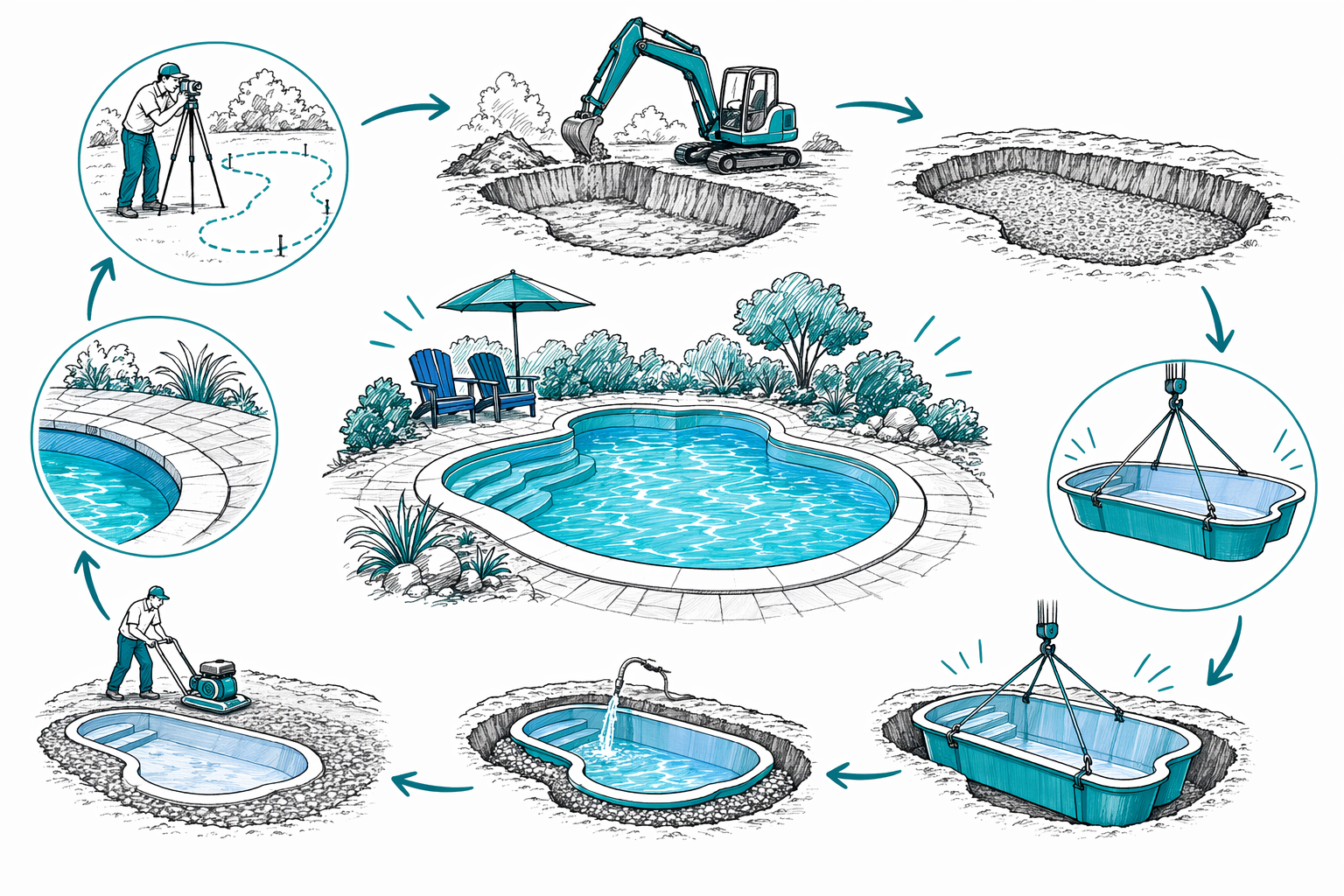 Fiberglass pool installation