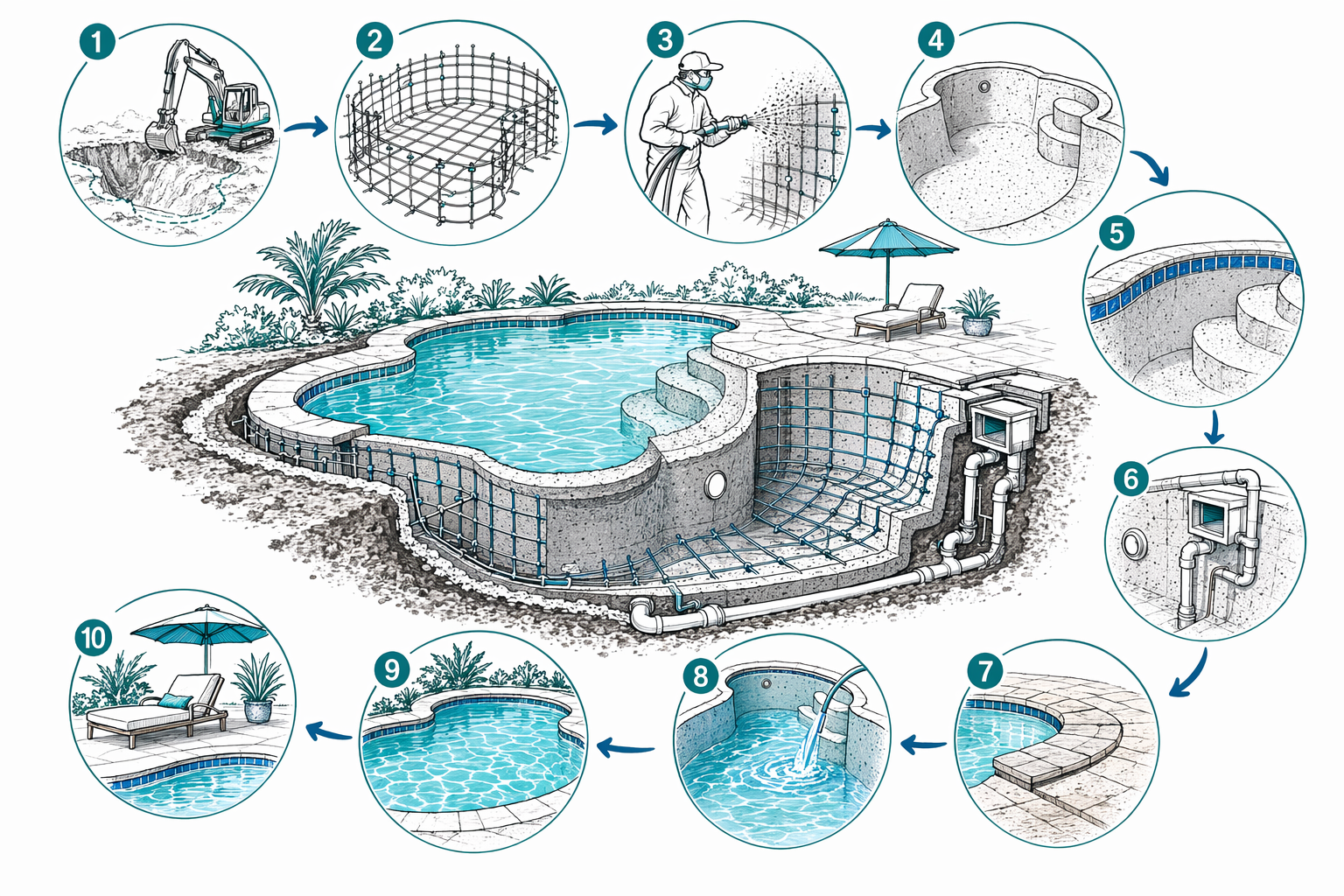 Gunite & concrete pool construction