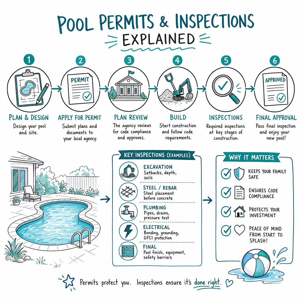 What a pool permit process usually includes