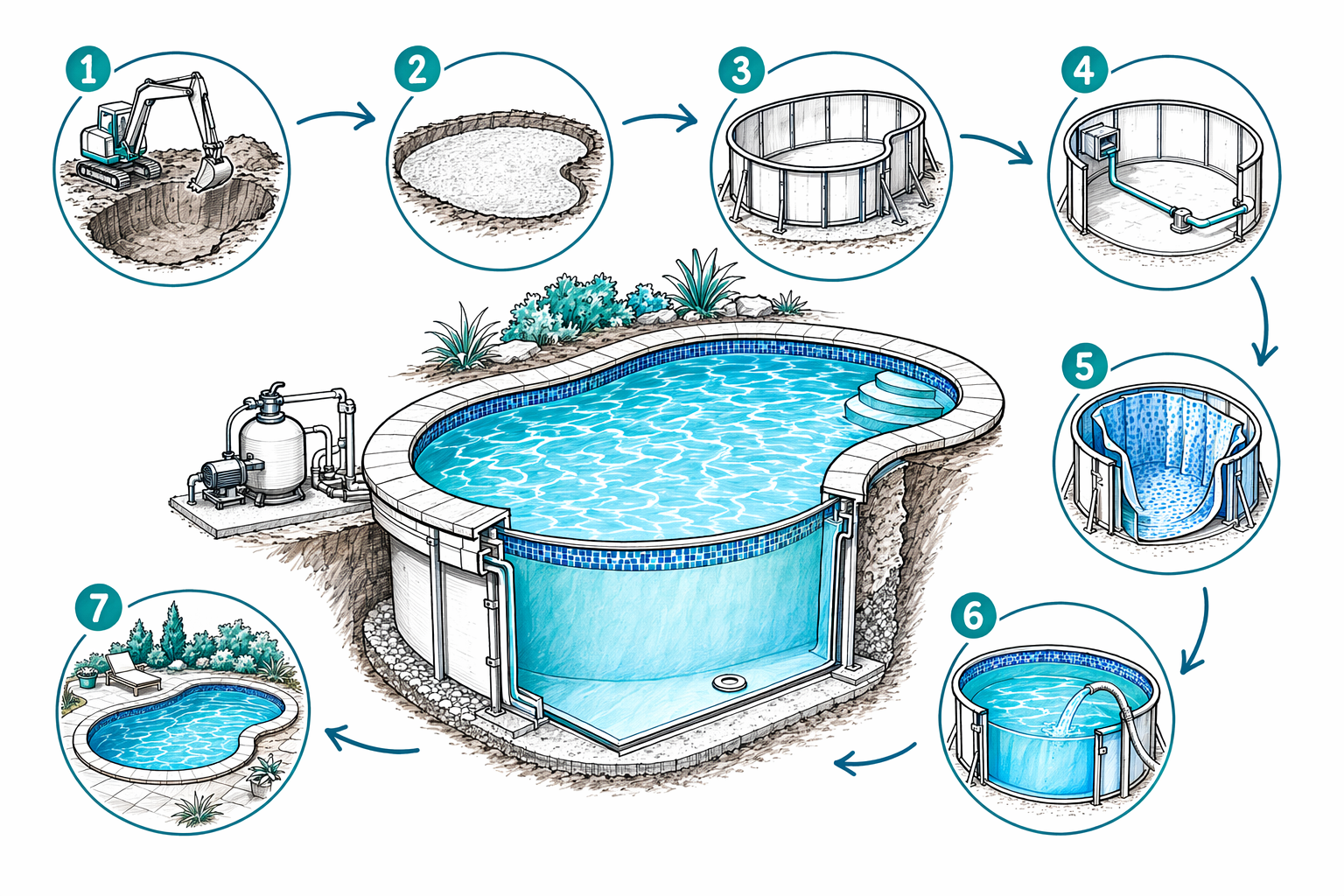 Vinyl-liner pool construction